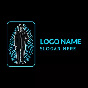 Rectangle Logo Detective Man logo design