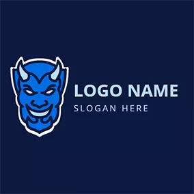 Face Logo Devil Shield and Satan Face logo design