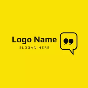 Comma Logo Dialog Box and Double Quotation logo design