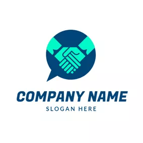 Management Logo Dialog Box and Handshake logo design