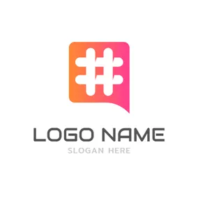 聊天logo Dialog Box and Hashtag logo design