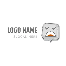 Gray Logo Dialog Box Emoji Sad logo design
