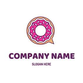 气泡 Logo Dialog Bubble Cute Doughnut logo design