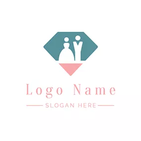 Pink Logo Diamond Couple and Marriage logo design