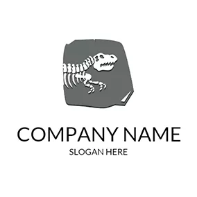 石ロゴ Dinosaur Fossil and Stone Tablet logo design