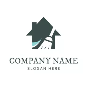 Cleaning Logo Dirty House and White Broom logo design