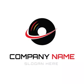 音楽ロゴ Disc and Music Note logo design