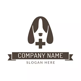 動物のロゴ Dog Head and Cross logo design