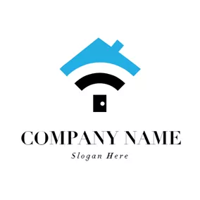 住所のロゴ Door and Wifi Icon logo design