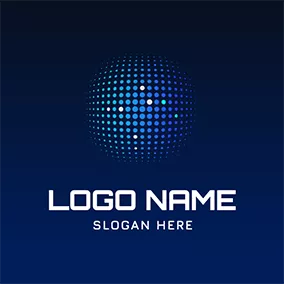 夜店 Logo Dot Internet Globe Futuristic logo design