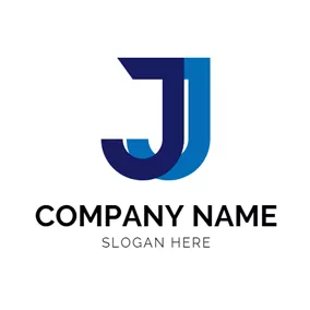 アルファベットロゴ Double Blue Letter J logo design