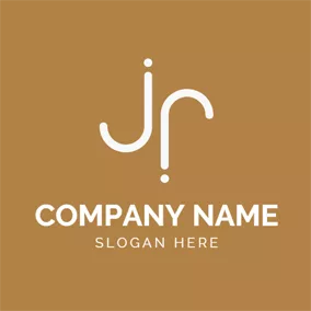 アルファベットロゴ Double Brown and White Letter J logo design