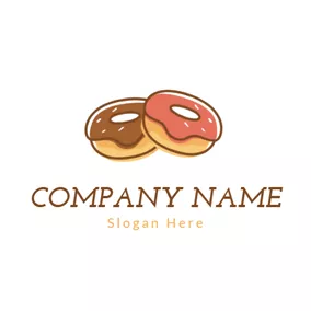 ドーナツロゴ Double Chocolate Doughnut logo design
