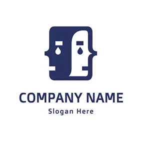 Software- Und App-Logo Double Face Overlapping Sad logo design