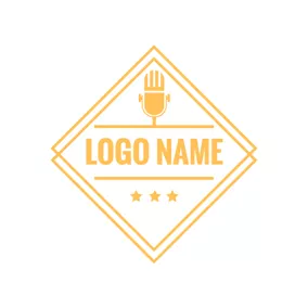 Crop Logo Double Rhombus and Microphone logo design