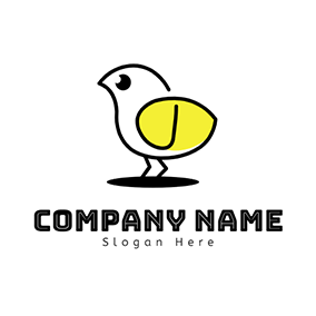 Yellow Logo Drawing Shadow Cute Chick logo design