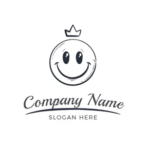 Character Logo Drawing Smile Face Icon logo design