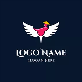 Pink Logo Drink and Wing logo design