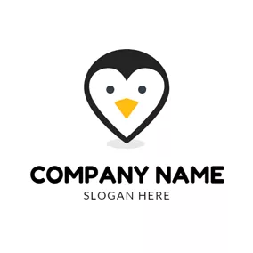 企鹅 Logo Drop and Lovely Penguin Face logo design