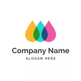 Aqua Logo Drop Shape and Colorful Paint logo design