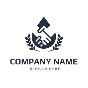 握手　ロゴ Drop Shape and Handshake logo design