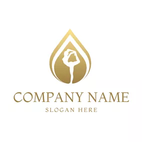 Lotus Logo Drop Shape and Yoga Woman logo design