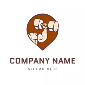 Equipment Logo Dumbbell and Strong Arm logo design