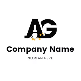 Ga Logo Dustpan Broom and Letter A G logo design