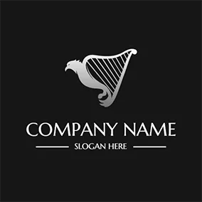 豎琴logo Eagle and Simple Harp logo design