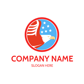 ワシのロゴ Eagle Star Circle American logo design