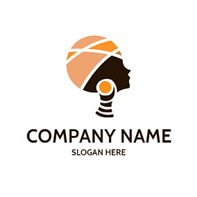 女性ロゴ Earring Woman Profile African logo design