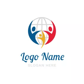 People Logo Earth and Abstract Family logo design
