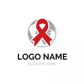 リボン　ロゴ Earth and Crossed Ribbon logo design