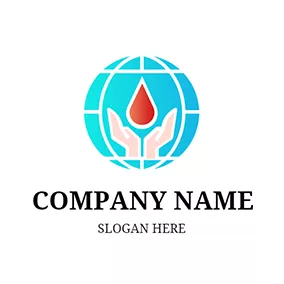 Drop Logo Earth Hands Protection Blood logo design