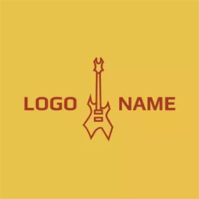 ギターロゴ Electric Guitar and Metal logo design