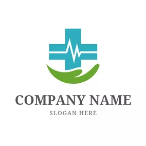 Healthcare Logo Electrocardiogram and Cross Symbol logo design