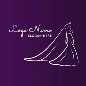 Marriage Logo Elegant Veil and Graceful Bride logo design