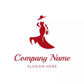 Hat Logo Elegant Woman and Red Skirt logo design