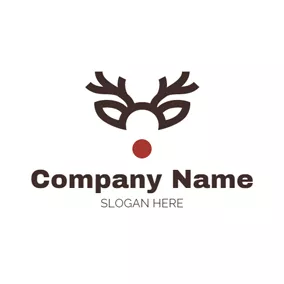 ムースロゴ Elk Horn and Simple Mask logo design