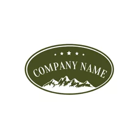 山のロゴ Ellipse and Snow Mountain logo design