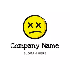 Logotipo De Eje Emoji Face Drawing Sad logo design