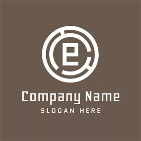 Eロゴ Encircled Brown Letter E logo design