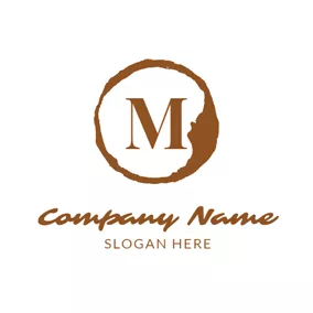 Grunge Logo Encircled Brown Letter M logo design
