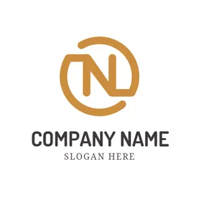 Logotipo N Encircled Brown Letter N logo design