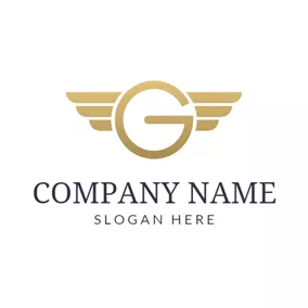 Wings Logo Encircled Golden Letter G logo design