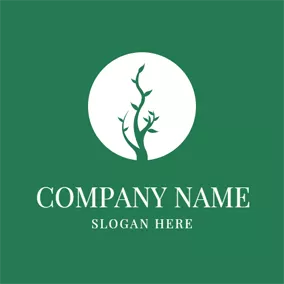 Nature Logo Encircled Green and White Tree logo design