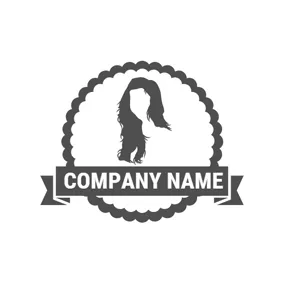 Logótipo Cabelo Encircled Lady and Long Hair logo design