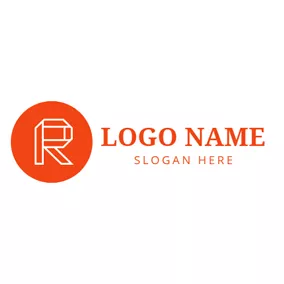 アルファベットロゴ Encircled Orange Letter R logo design