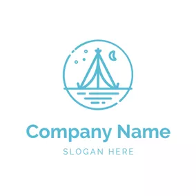 Outdoor Logo Encircled Scenery and Tent logo design