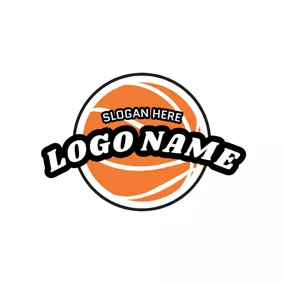 Basketball Logo Encircled Yellow and White Basketball logo design